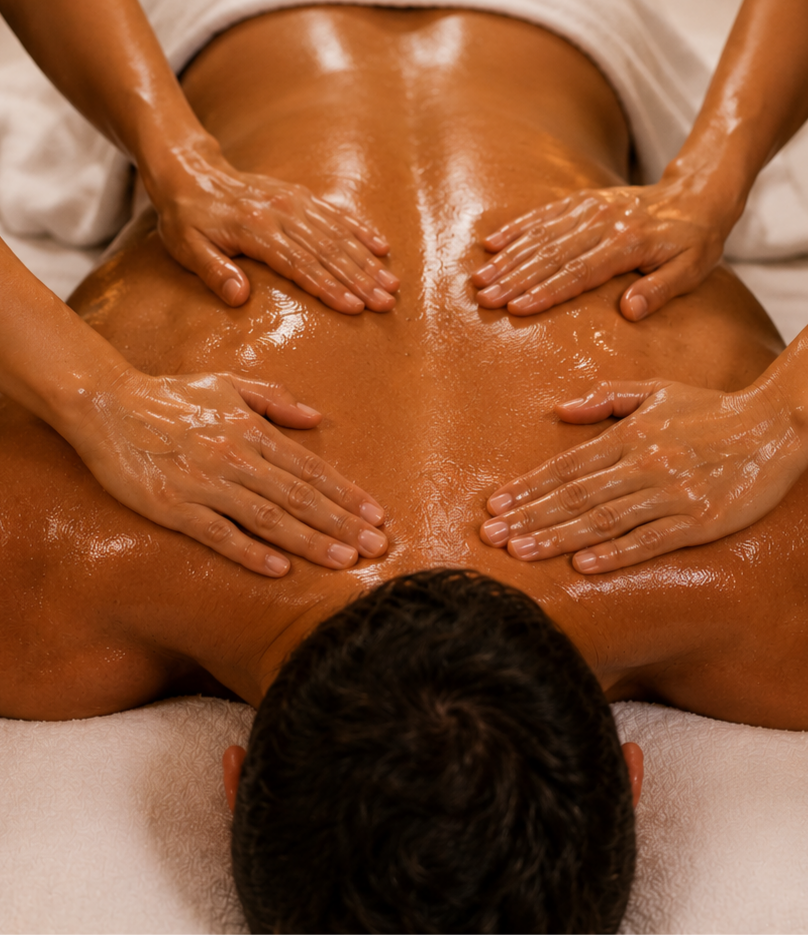 Masaje a cuatro manos con dos terapeutas en Healing Spa Barcelona
